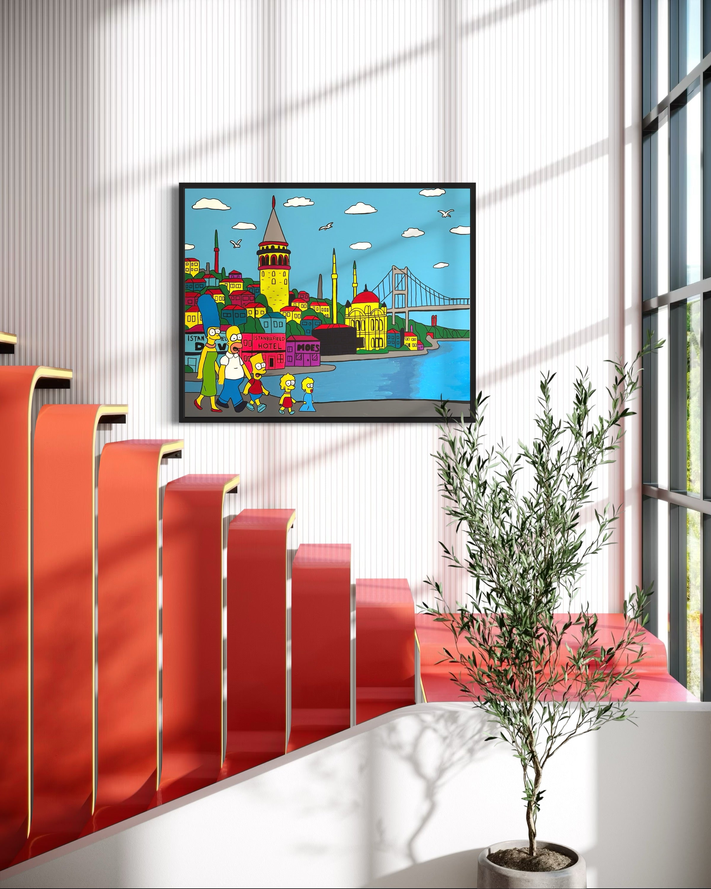 The Hacked City: Istanbulfield – Simpsons Tablo, Pop Art Duvar Dekoru, Modern Canvas Poster | 120x150cm